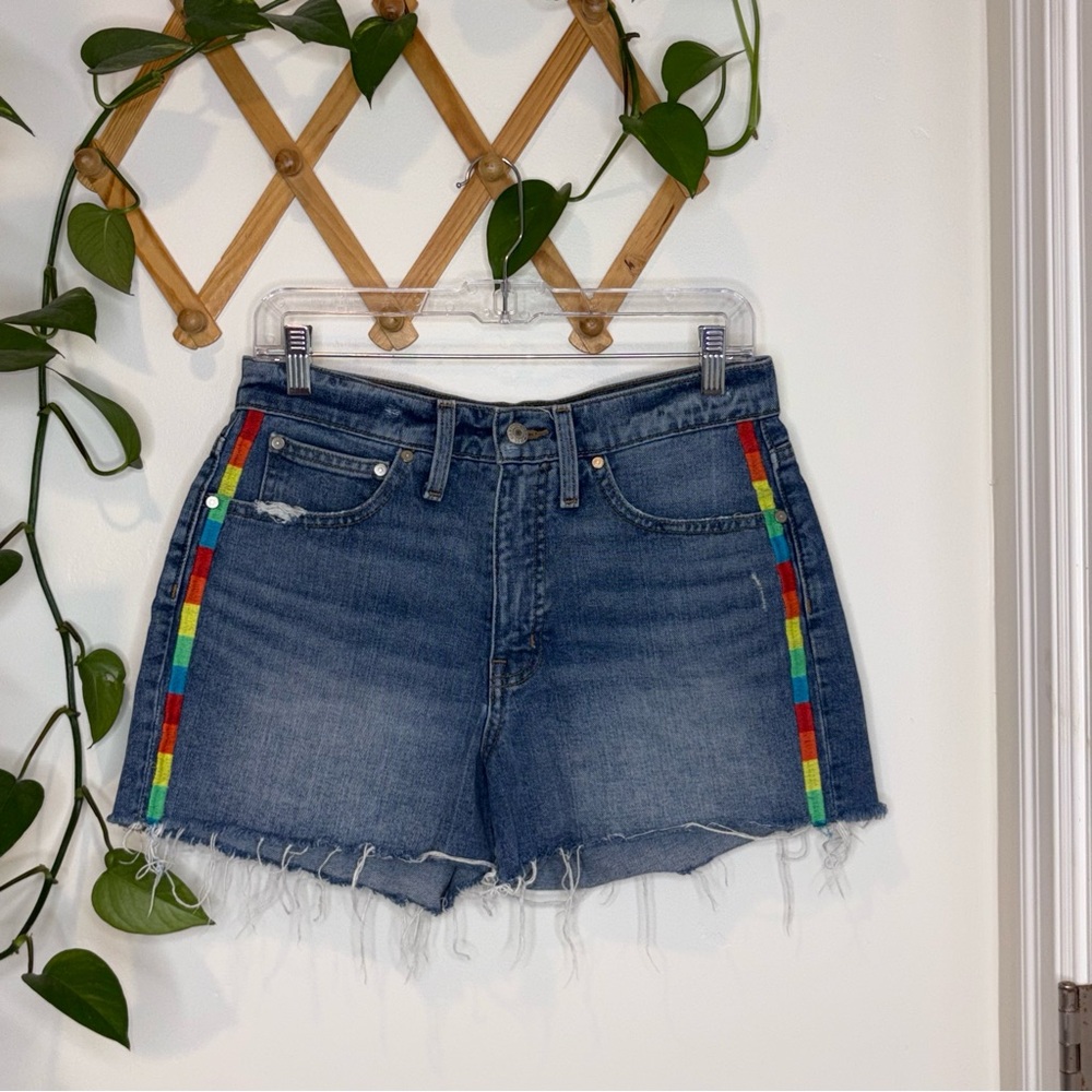 J CREW Point Sur High Rise Boyfriend Rainbow Tuxedo Stripe Shorts